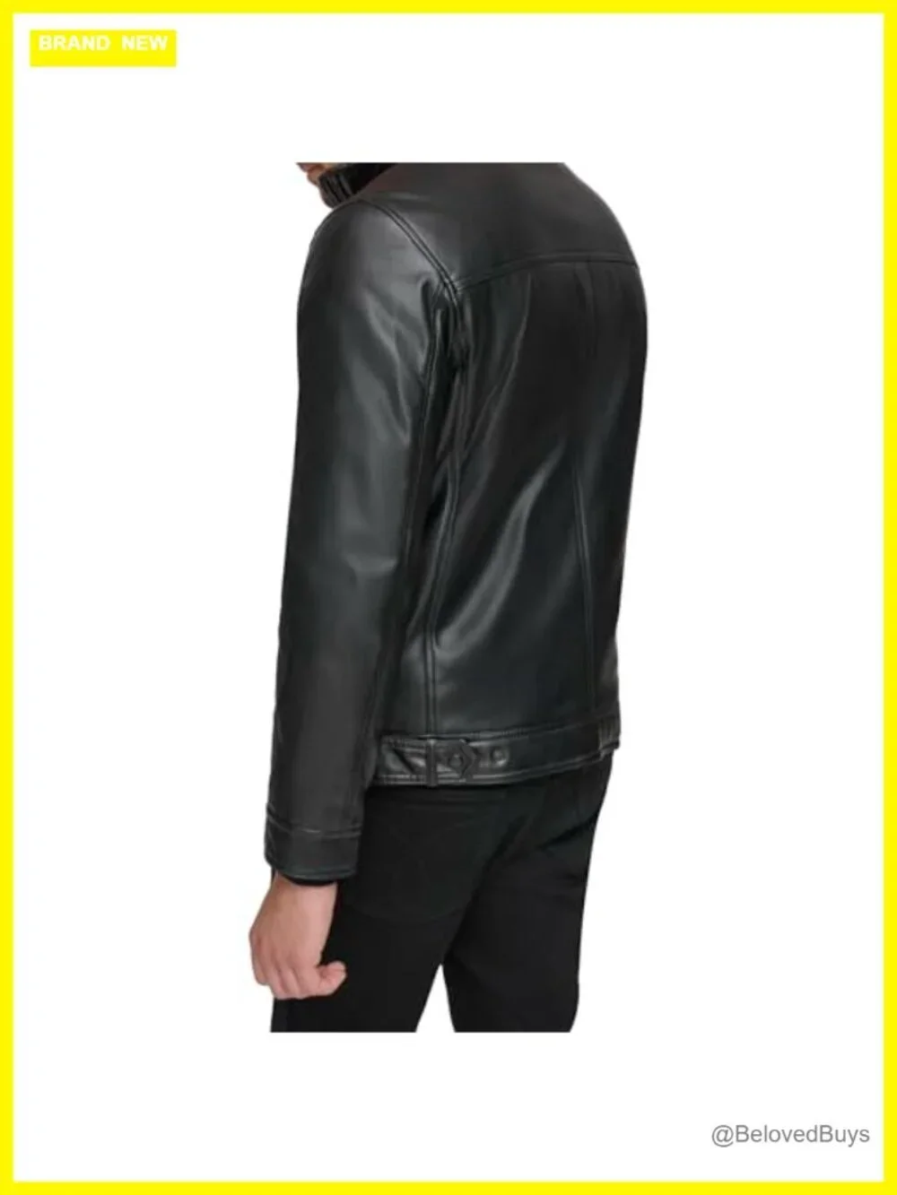 Faux Leather Aviator Jacket with Zipper Closure and Slant Pockets